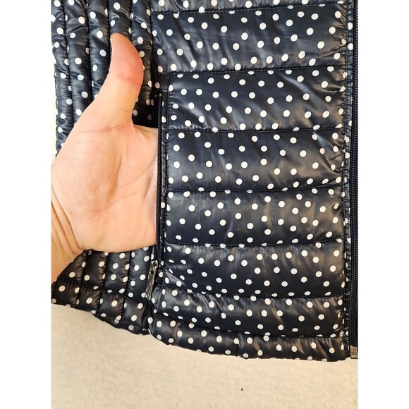 Tommy Hilfiger‎ Women's Lightweight Packable Puffer Vest Size M Navy White Dots - Picture 4 of 12